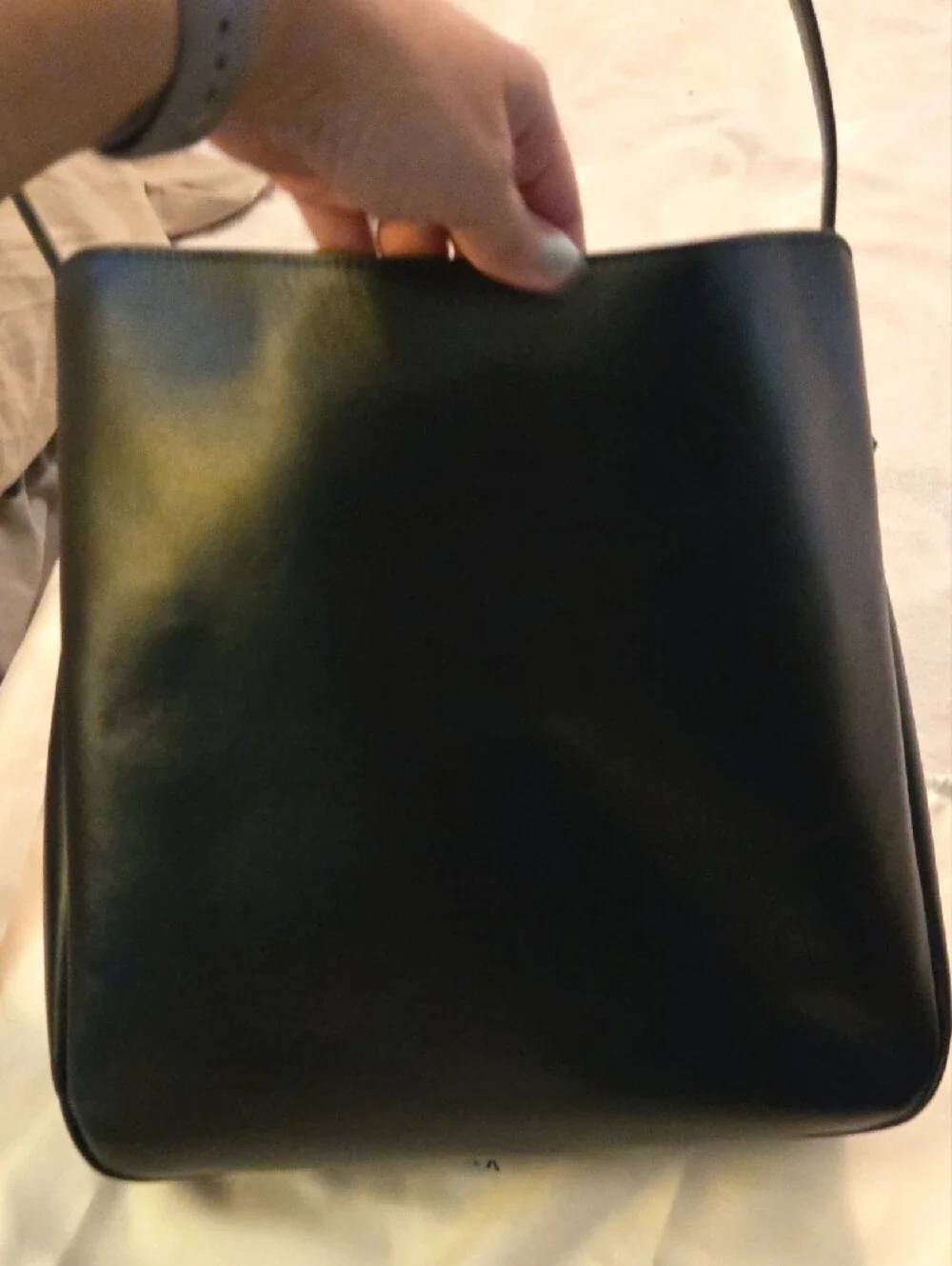 kate spade Black Leather Shoulder Tote with Gold Logo